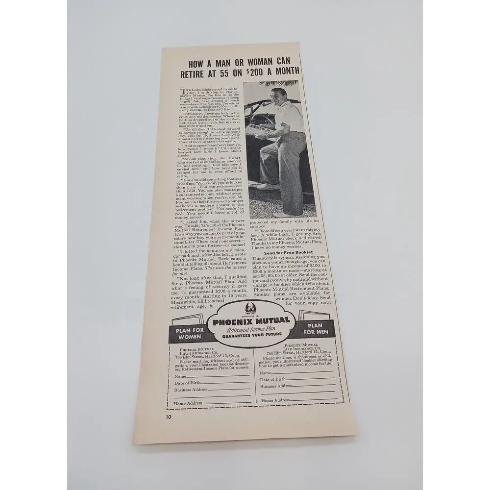 1940s Holmes and Edwards Spring Garden Pattern Phoenix Mutual Plan Print Ad